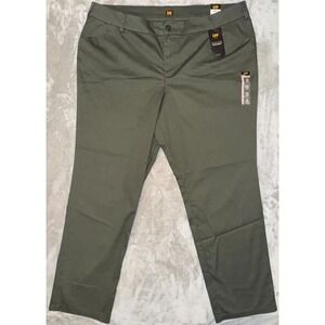 Lee Pants Womens Plus 26W Long Green Wrinkle Free All Day Comfort Stretch NWT